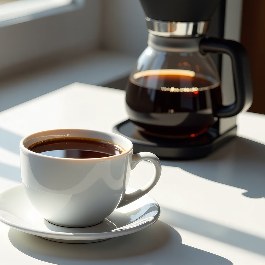 Lifestyle shot of Aeropress brewing Danger Coffee for fresh, mold-free clean energy