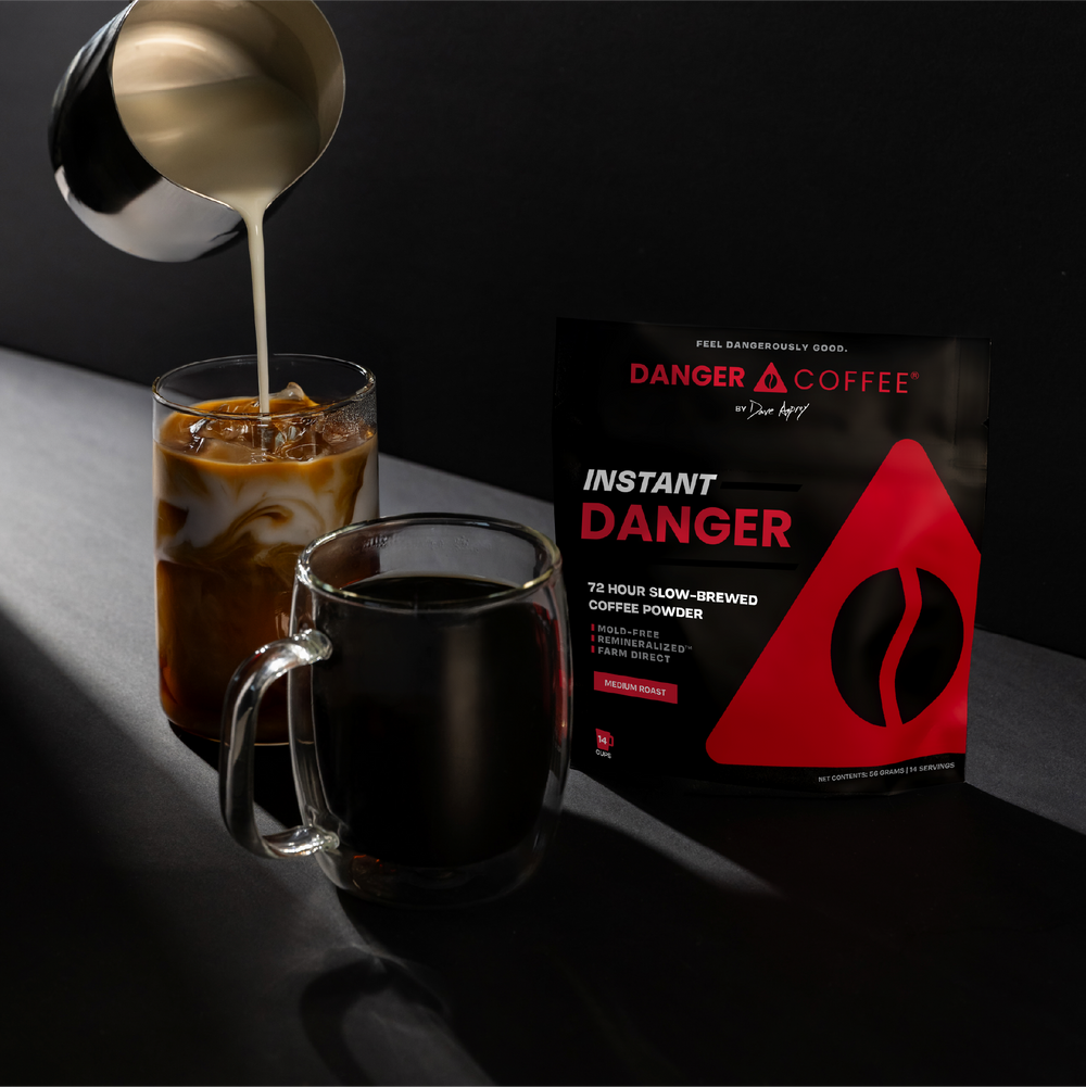 Bio-based packaging design for Danger Coffee, eco-friendly and sustainable premium coffee