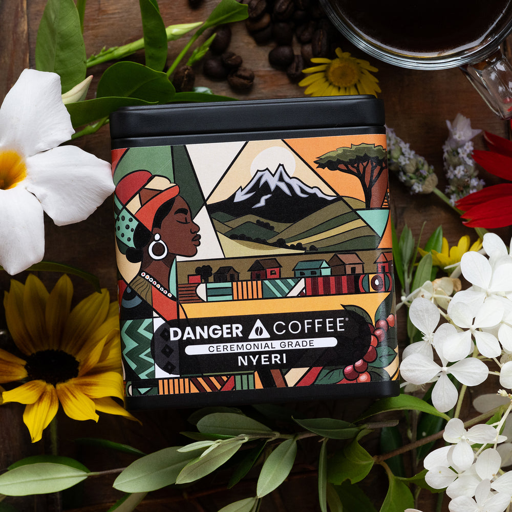 Bio-based packaging design for Danger Coffee, eco-friendly and sustainable premium coffee