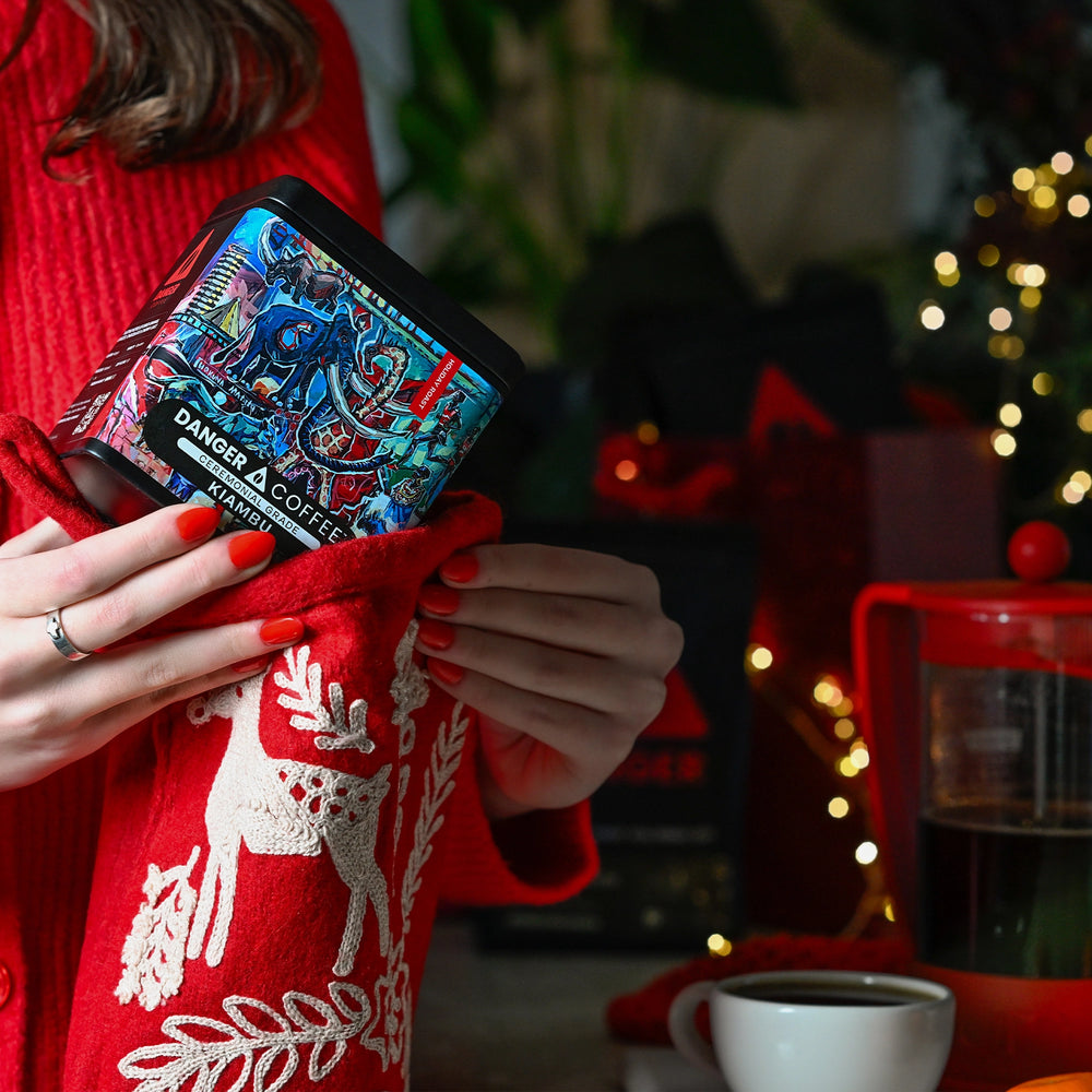 Bio-based packaging design for Danger Coffee, eco-friendly and sustainable premium coffee