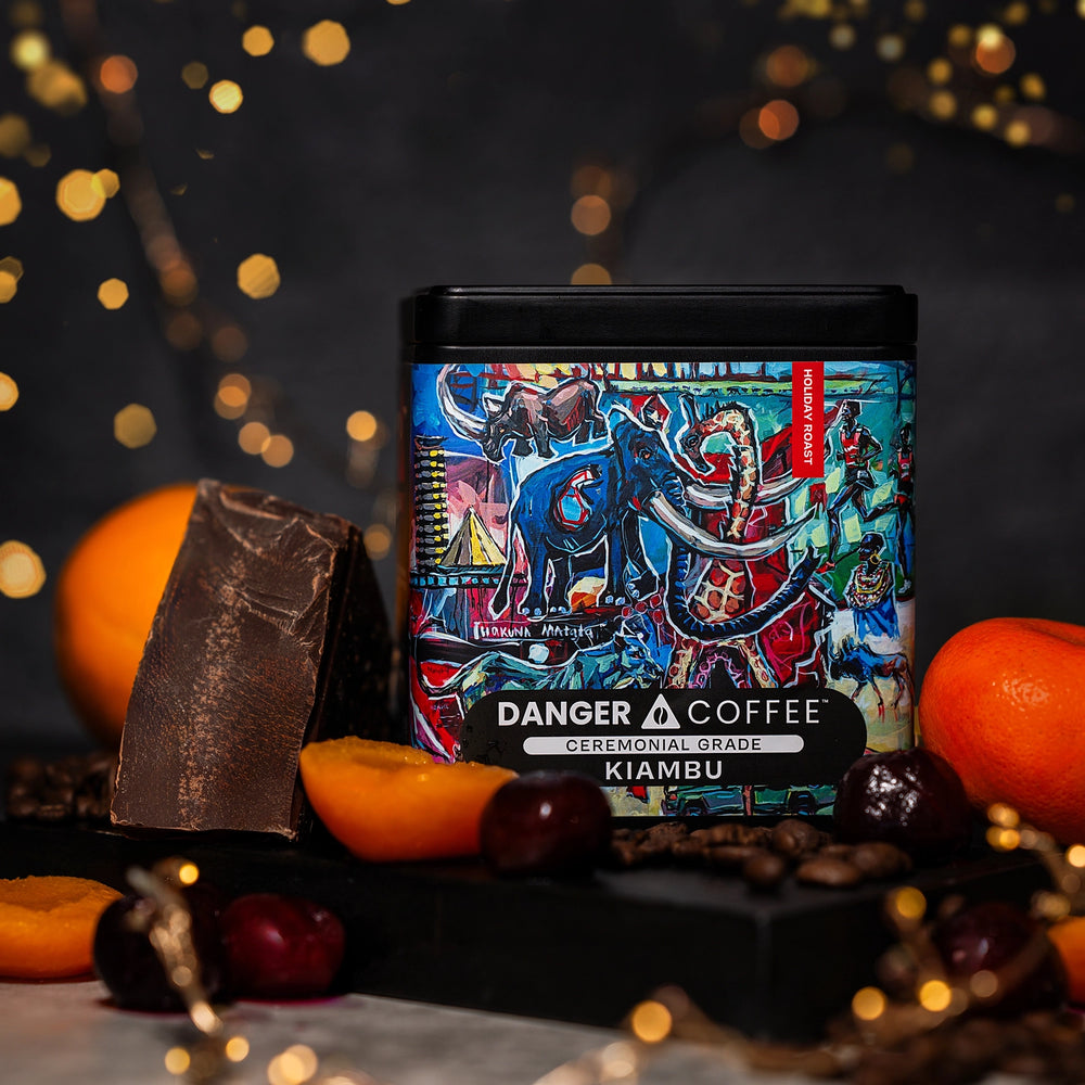 Bio-based packaging design for Danger Coffee, eco-friendly and sustainable premium coffee